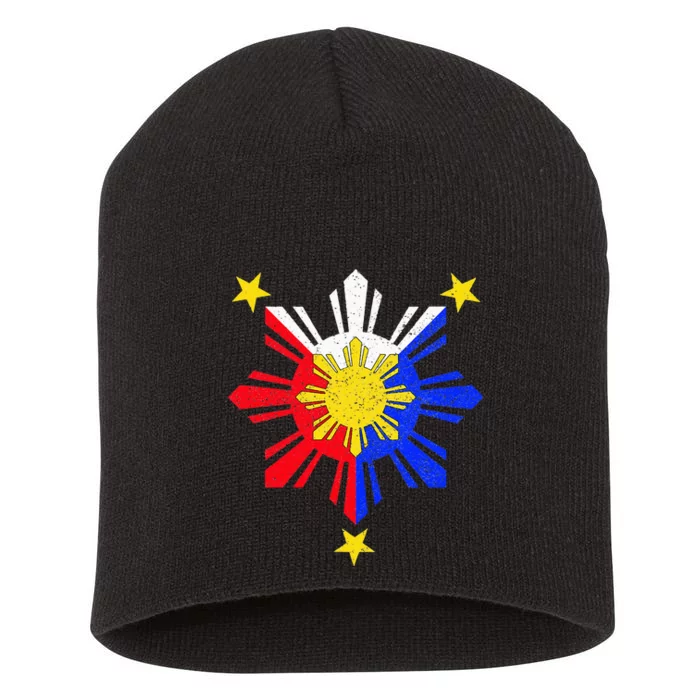 Pinoy Filipino Philippine Flag Sun Short Acrylic Beanie