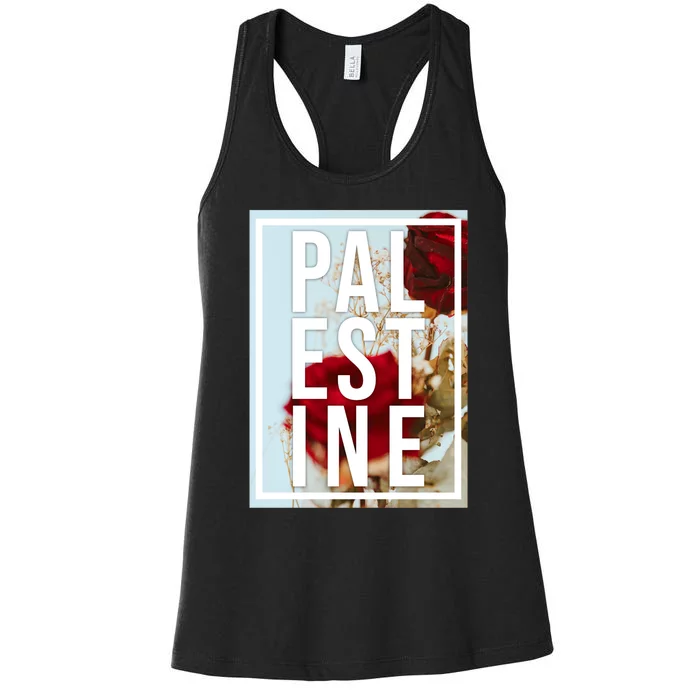 Palestine Free Palestine Free Gaza Palestine Flag Arabic Design Women's Racerback Tank