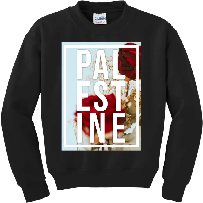 Palestine Free Palestine Free Gaza Palestine Flag Arabic Design Kids Sweatshirt