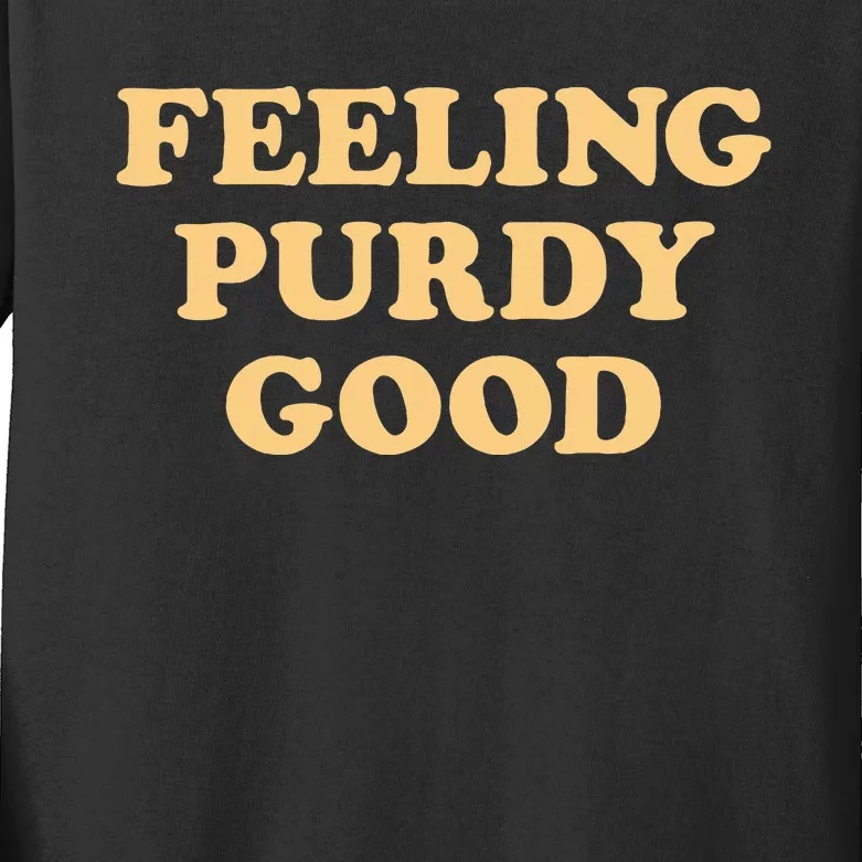 Pu.Rdy Feeling Pur.Dy Good Meme Kids Long Sleeve Shirt