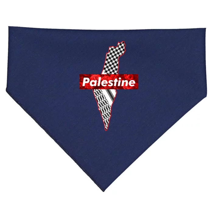 Palestine Free Palestine In Arabic Free Gaza Palestine Flag Vintage USA-Made Doggie Bandana