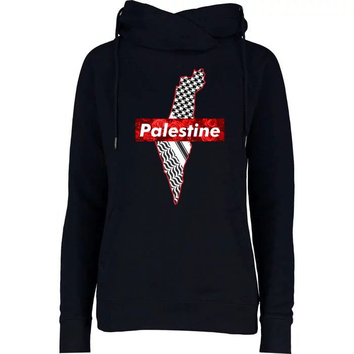 Palestine Free Palestine In Arabic Free Gaza Palestine Flag Vintage Womens Funnel Neck Pullover Hood