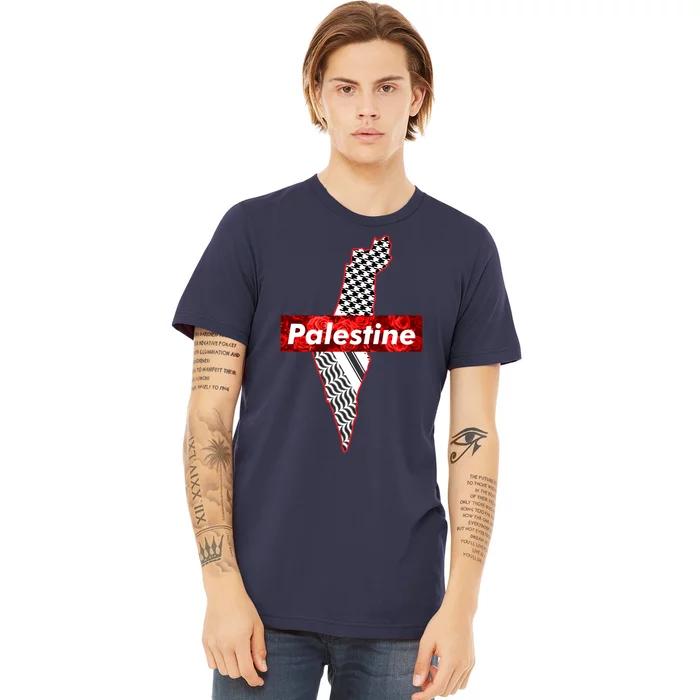 Palestine Free Palestine In Arabic Free Gaza Palestine Flag Vintage Premium T-Shirt