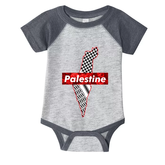 Palestine Free Palestine In Arabic Free Gaza Palestine Flag Vintage Infant Baby Jersey Bodysuit