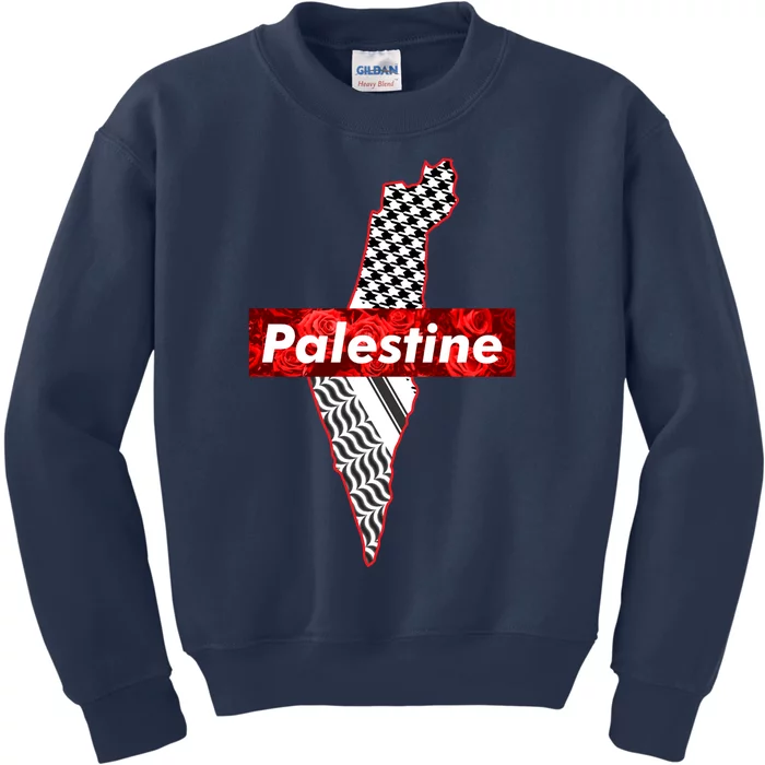 Palestine Free Palestine In Arabic Free Gaza Palestine Flag Vintage Kids Sweatshirt