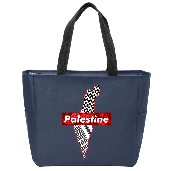 Palestine Free Palestine In Arabic Free Gaza Palestine Flag Vintage Zip Tote Bag