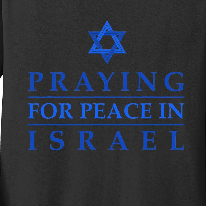 PRAYING FOR PEACE IN ISRAEL Star of David Blue Kids Long Sleeve Shirt