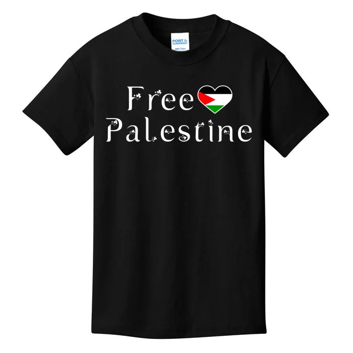 Palestine Free Palestine Free Gaza Heart Kids T-Shirt