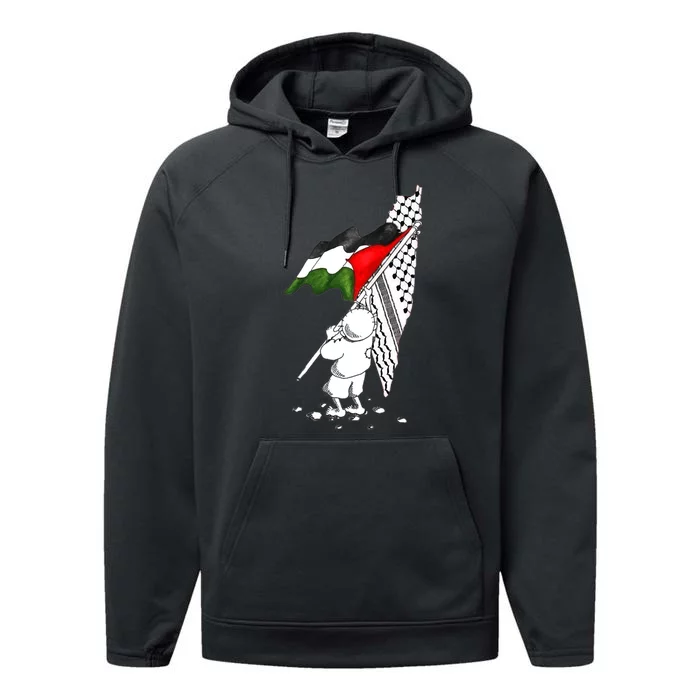 Palestine Free Palestine In Arabic Free Gaza Palestine Strong Performance Fleece Hoodie