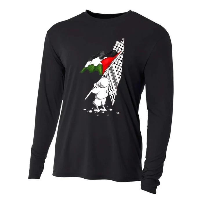 Palestine Free Palestine In Arabic Free Gaza Palestine Strong Cooling Performance Long Sleeve Crew