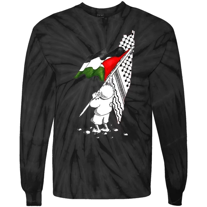 Palestine Free Palestine In Arabic Free Gaza Palestine Strong Tie-Dye Long Sleeve Shirt