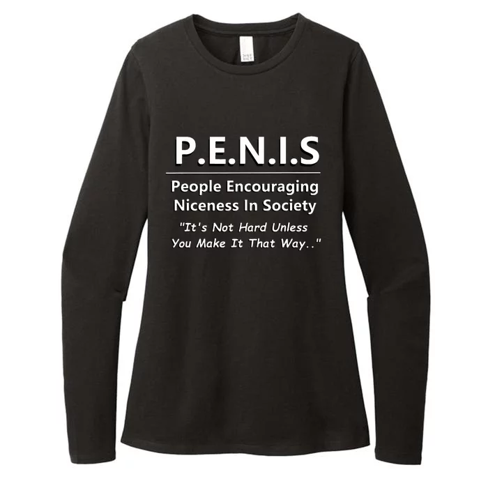 P.E.N.I.S. Funny People Niceness in Society Snarky Design Womens CVC Long Sleeve Shirt