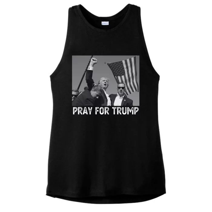 Pray For President Trump Ladies Tri-Blend Wicking Tank