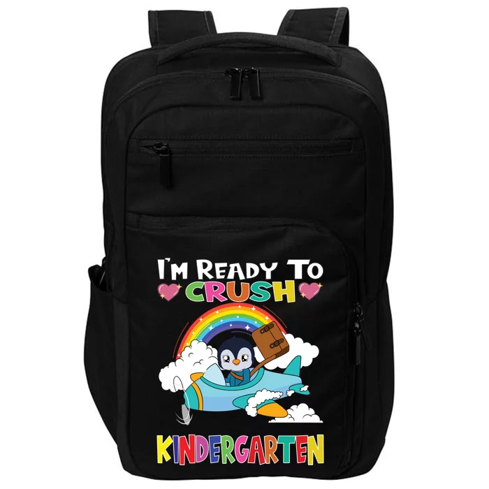 Penguin Flying Plane Im Ready To Crush Kindergarten Gift Impact Tech Backpack