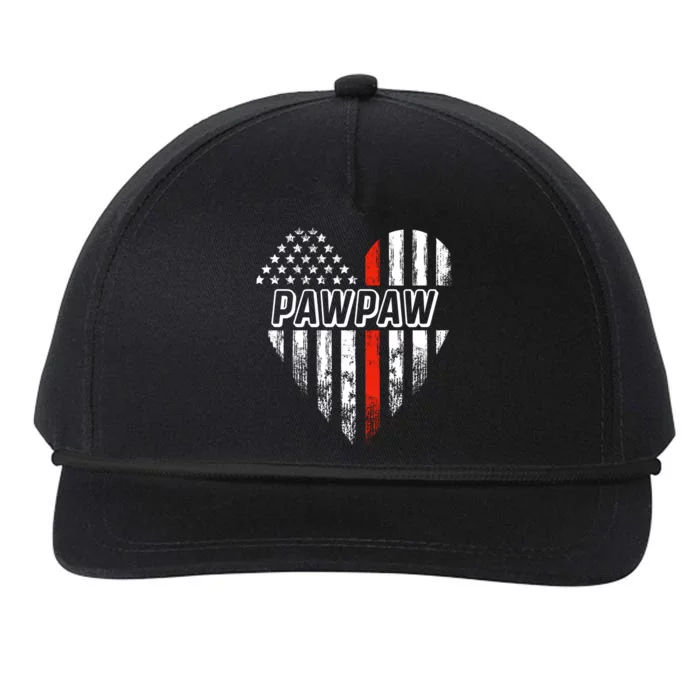 Proud Firefighter Pawpaw American Flag Heart Meaningful Gift Snapback Five-Panel Rope Hat