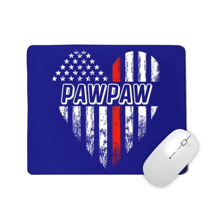 Proud Firefighter Pawpaw American Flag Heart Meaningful Gift Mousepad