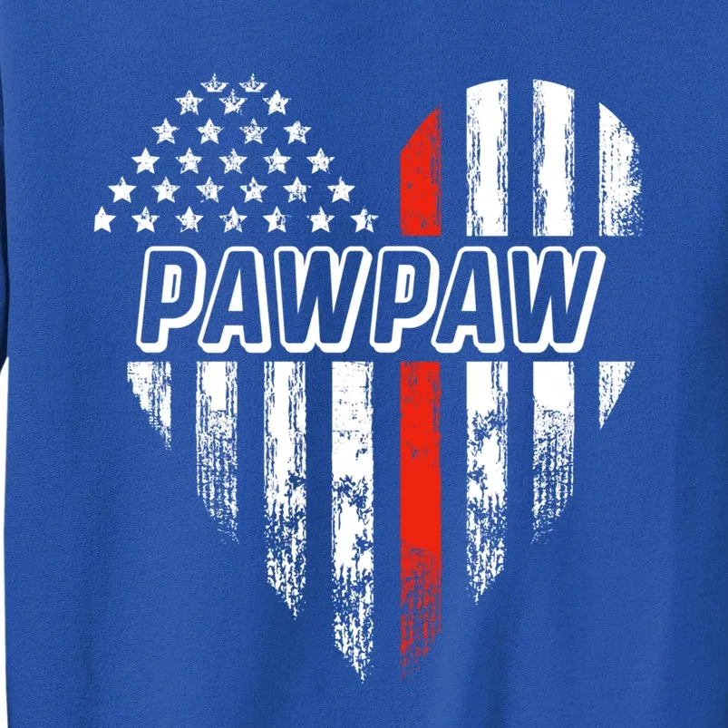 Proud Firefighter Pawpaw American Flag Heart Meaningful Gift Tall Sweatshirt