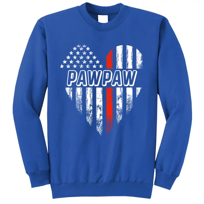 Proud Firefighter Pawpaw American Flag Heart Meaningful Gift Tall Sweatshirt