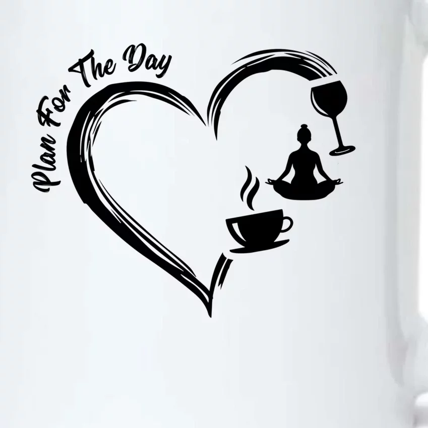 Pbg7 Funny Plan For A Day Coffee Wine Yoga Alcohol Lover Cool Gift Black Color Changing Mug