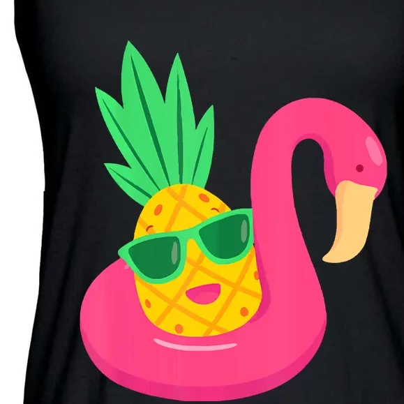 Pineapple Flamingo Pool Float Upside Down Pineapple Ladies Essential Flowy Tank