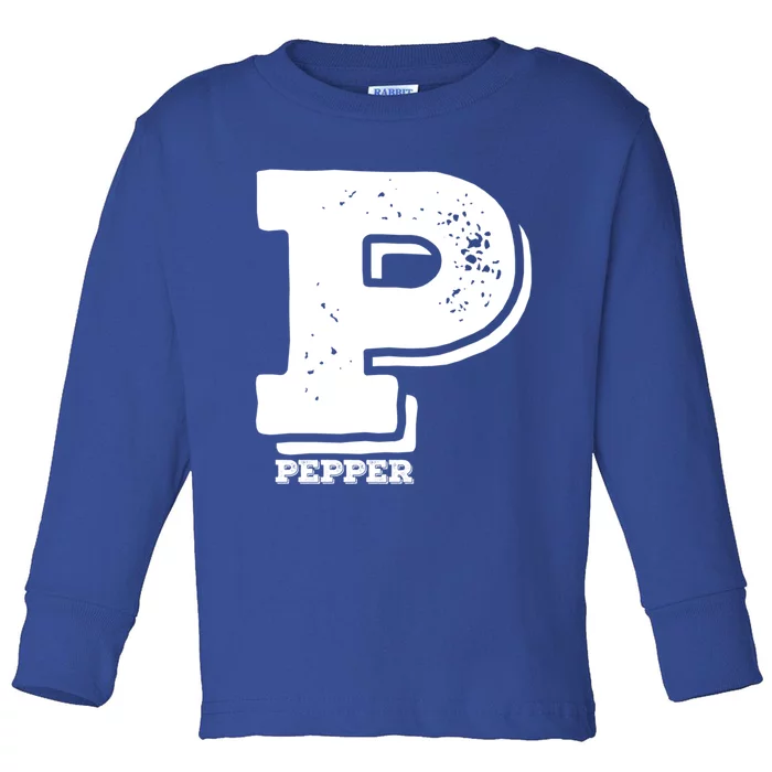 P For Pepper Halloween CostumeMatching Salt And Pepper Couple Cool Gift Toddler Long Sleeve Shirt