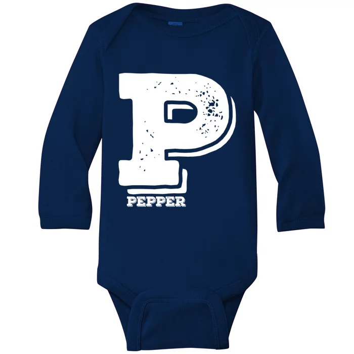 P For Pepper Halloween CostumeMatching Salt And Pepper Couple Cool Gift Baby Long Sleeve Bodysuit