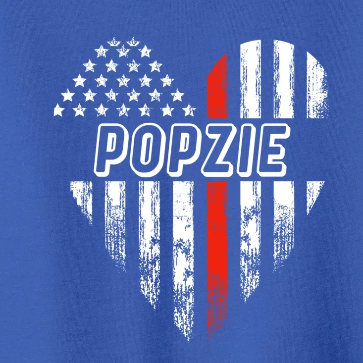 Proud Firefighter Popzie American Flag Heart Gift Toddler T-Shirt