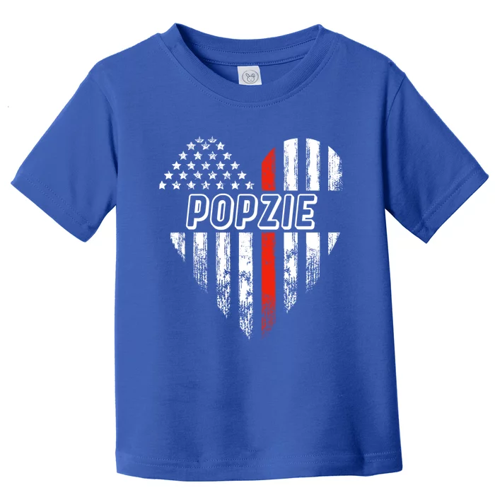 Proud Firefighter Popzie American Flag Heart Gift Toddler T-Shirt