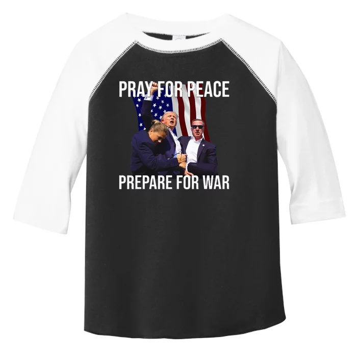 Pray For Peace Prepare For War Pro Trump Toddler Fine Jersey T-Shirt