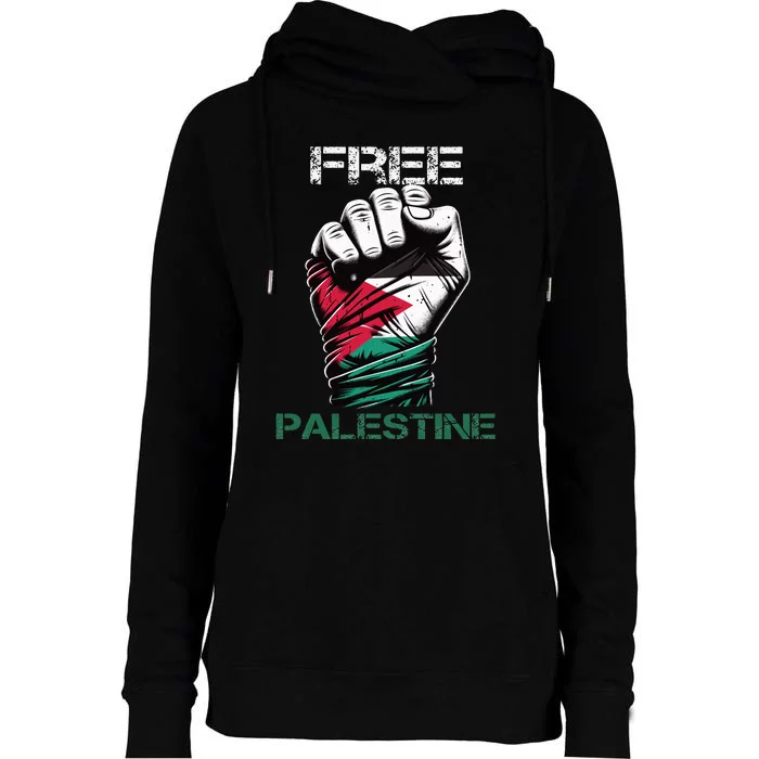 Palestine Free Palestine in Arabic Free Gaza Palestine Flag Womens Funnel Neck Pullover Hood