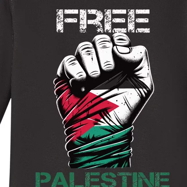 Palestine Free Palestine in Arabic Free Gaza Palestine Flag Baby Long Sleeve Bodysuit