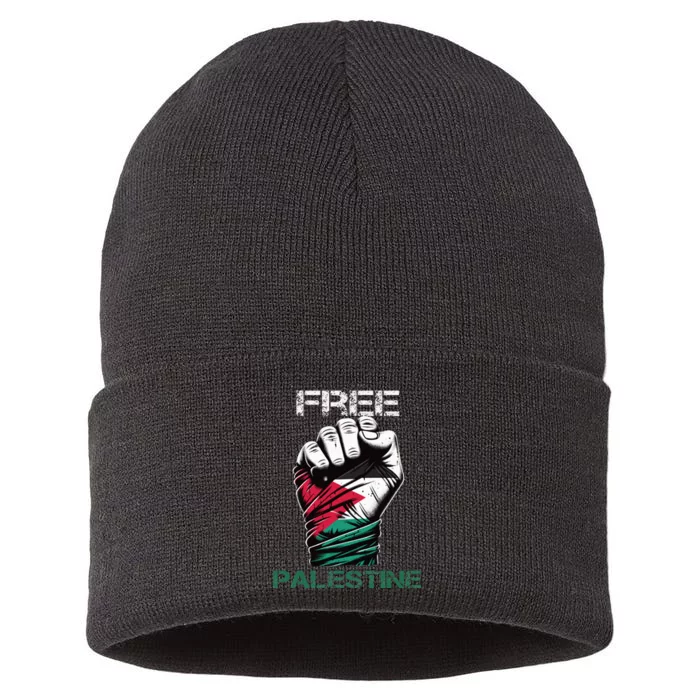 Palestine Free Palestine in Arabic Free Gaza Palestine Flag Sustainable Knit Beanie