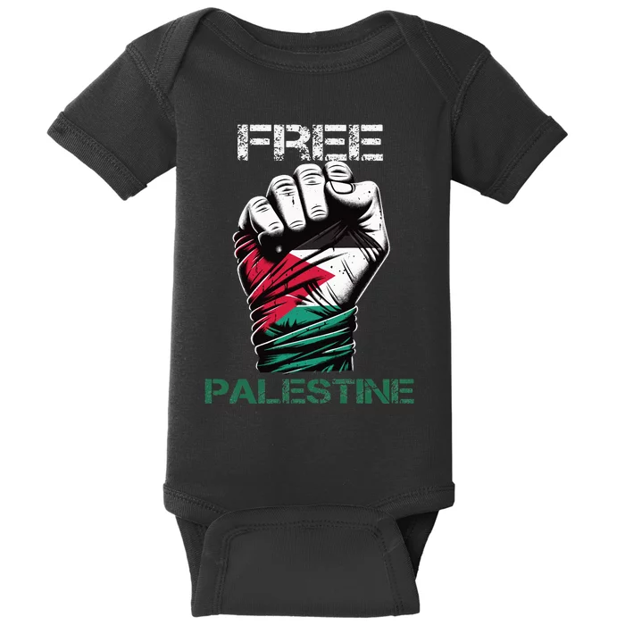 Palestine Free Palestine in Arabic Free Gaza Palestine Flag Baby Bodysuit