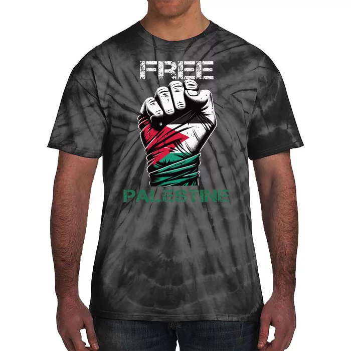 Palestine Free Palestine in Arabic Free Gaza Palestine Flag Tie-Dye T-Shirt