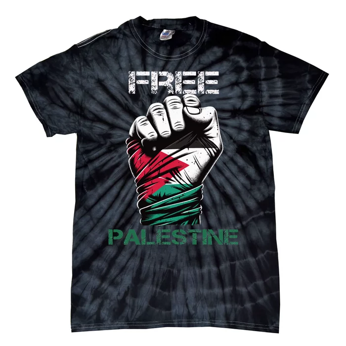 Palestine Free Palestine in Arabic Free Gaza Palestine Flag Tie-Dye T-Shirt