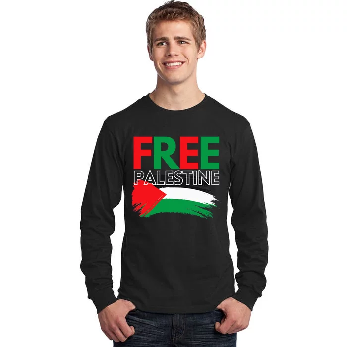 Palestine Free Palestine In Arabic Free Gaza Palestine Flag Tall Long Sleeve T-Shirt