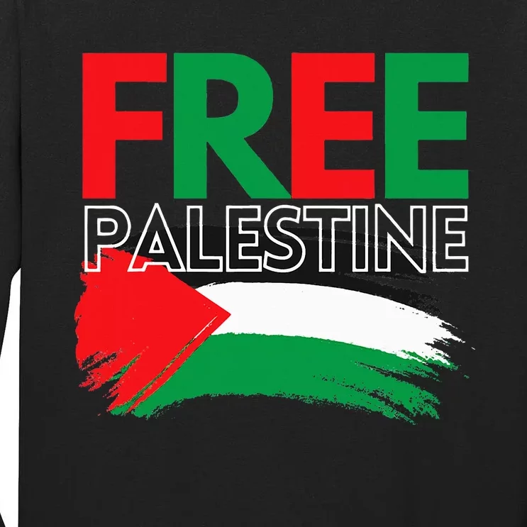 Palestine Free Palestine In Arabic Free Gaza Palestine Flag Tall Long Sleeve T-Shirt