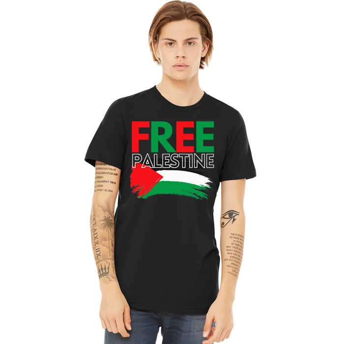 Palestine Free Palestine In Arabic Free Gaza Palestine Flag Premium T-Shirt