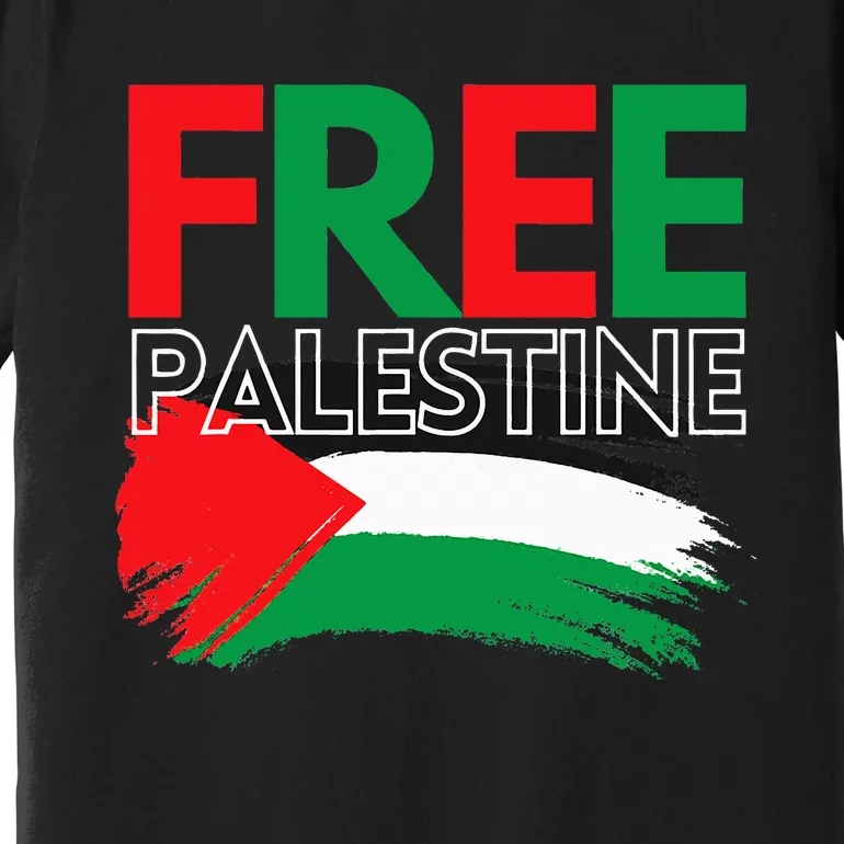 Palestine Free Palestine In Arabic Free Gaza Palestine Flag Premium T-Shirt