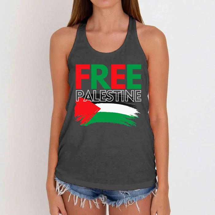 Palestine Free Palestine In Arabic Free Gaza Palestine Flag Women's Knotted Racerback Tank