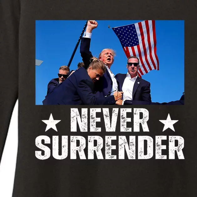 Pray For President Trump Never Surrender God Bless Trump Womens CVC Long Sleeve Shirt