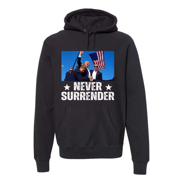 Pray For President Trump Never Surrender God Bless Trump Premium Hoodie