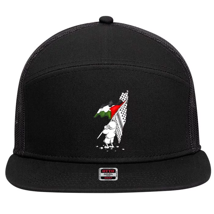 Palestine Free Palestine In Arabic Free Gaza Palestine 7 Panel Mesh Trucker Snapback Hat