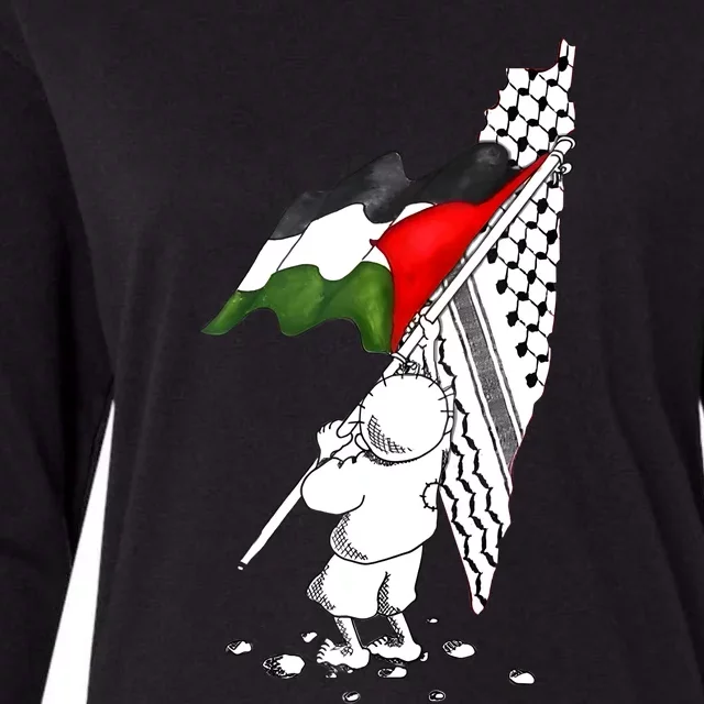 Palestine Free Palestine In Arabic Free Gaza Palestine Womens Cotton Relaxed Long Sleeve T-Shirt