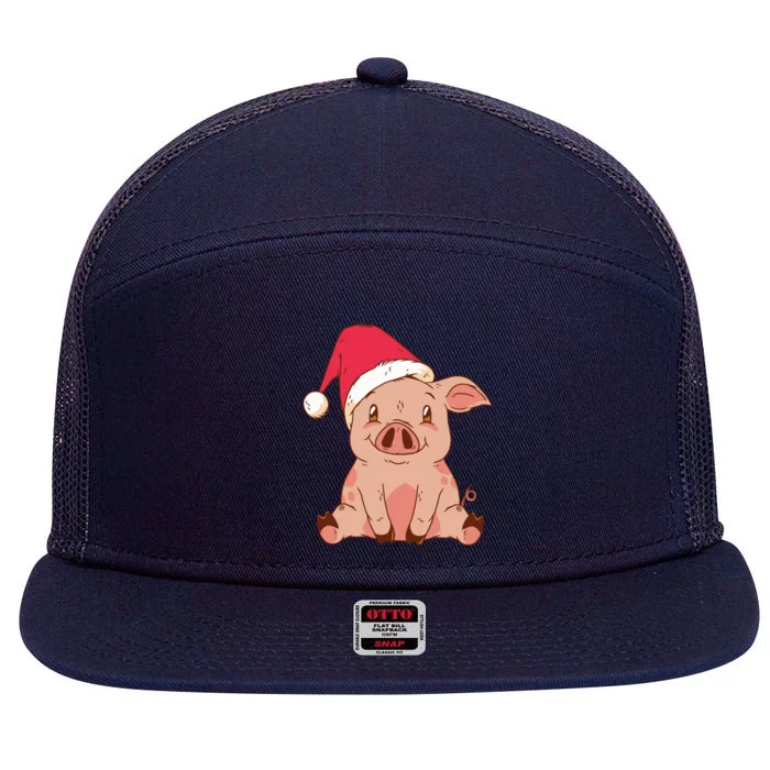 Pig Farmer Piggy Christmas Xmas Funny Gift 7 Panel Mesh Trucker Snapback Hat