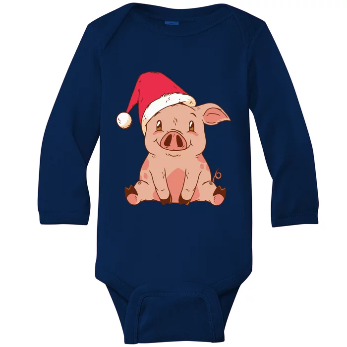 Pig Farmer Piggy Christmas Xmas Funny Gift Baby Long Sleeve Bodysuit