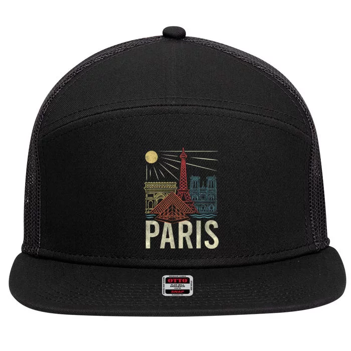 Paris France Paris Vacation Eiffel Tower Paris Souvenir 7 Panel Mesh Trucker Snapback Hat