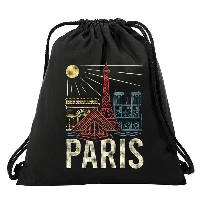 Paris France Paris Vacation Eiffel Tower Paris Souvenir Drawstring Bag