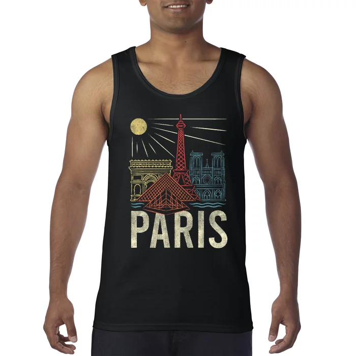 Paris France Paris Vacation Eiffel Tower Paris Souvenir Tank Top