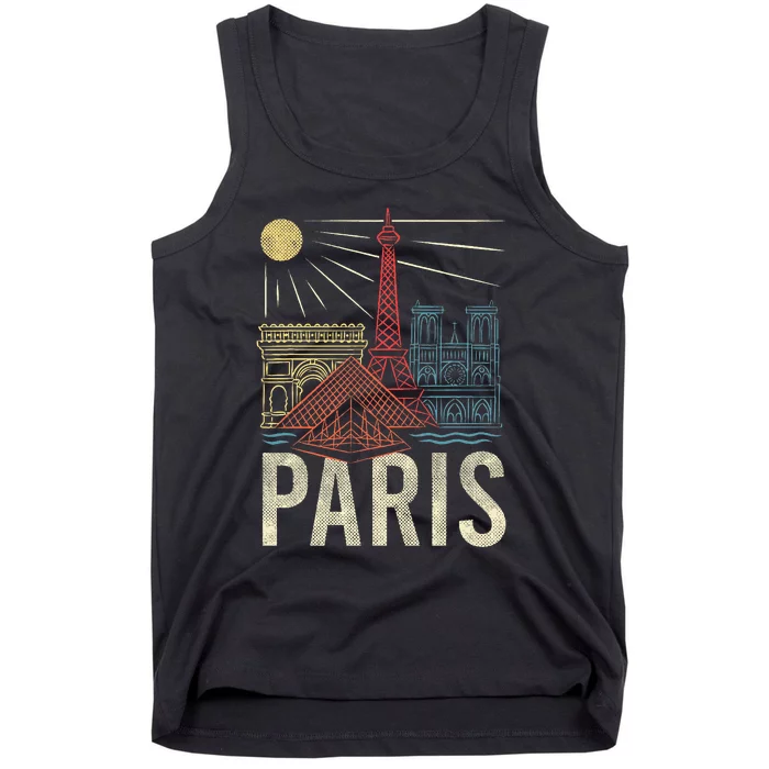 Paris France Paris Vacation Eiffel Tower Paris Souvenir Tank Top